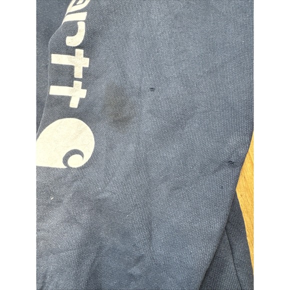 Carhartt K288 Long Sleeve Hoodie Mens L Navy Blue Distressed Workwear Grunge - Picture 6 of 16